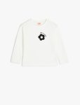Girls' Long Sleeve Cotton T-Shirt with Floral Print