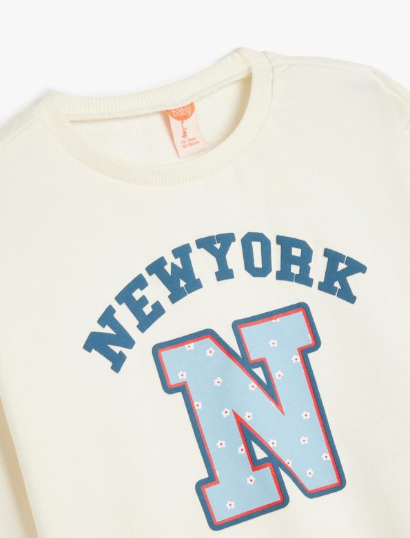Girls' Cotton Long Sleeve New York Print Sweatshirt