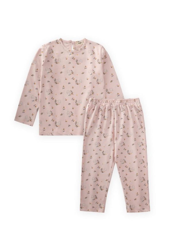 Patterned Pajama Set for Ages 2-8 with Fox Design