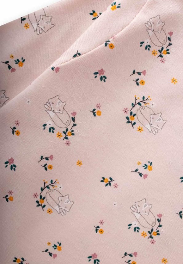 Patterned Pajama Set for Ages 2-8 with Fox Design