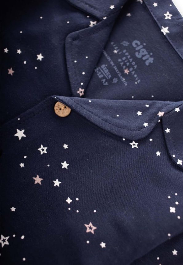 Star Pattern Pajama Set for Ages 1-8 Navy Blue