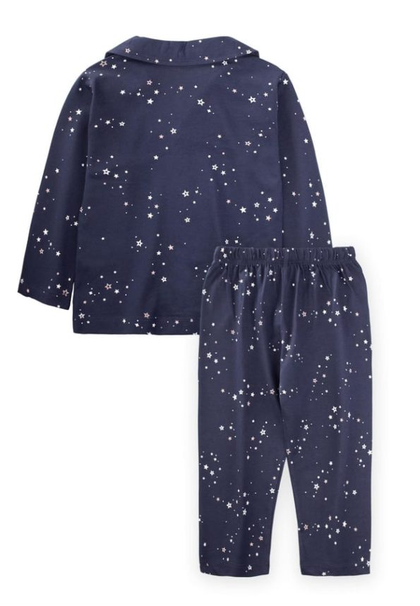 Star Pattern Pajama Set for Ages 1-8 Navy Blue