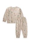 Patterned Seasonal Pajama Set for Ages 1-7 Beige