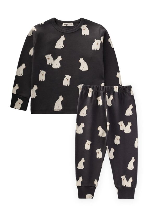 Printed Pajama Set for Ages 1-5 Anthracite