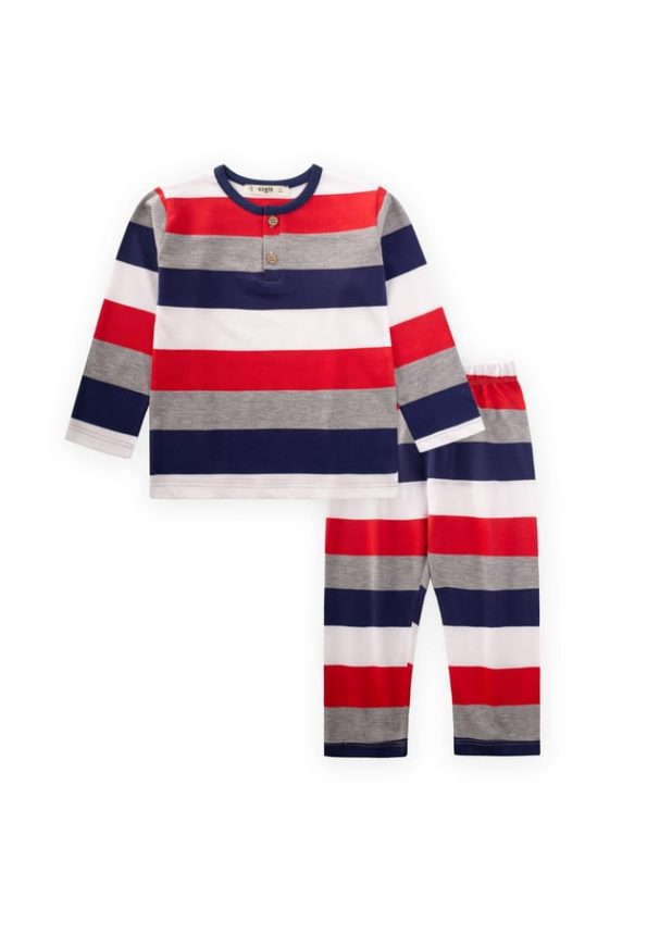 Striped Pajama Set for Ages 2-9 in Navy Blue