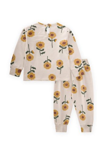 Sunflower Print Pajama Set for Ages 2-10