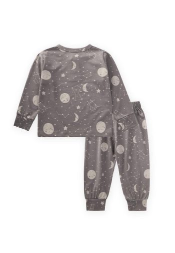 Printed Pajama Set for Ages 1-8 Grey