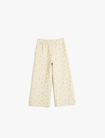 Girls' Floral Cotton Sweatpants with Elastic Waist