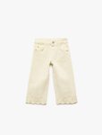 Girls' Floral-Printed Embroidered Cotton Denim Pants