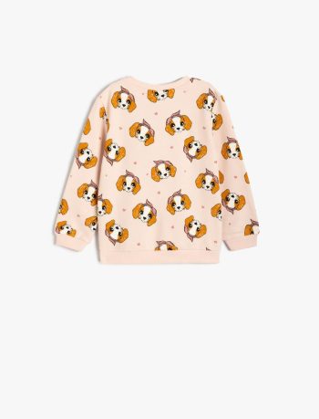 Girls' Baby Dog Print Long Sleeve Cotton Sweatshirt
