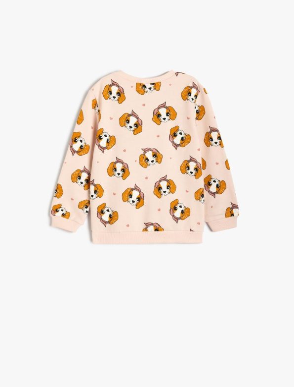 Girls' Baby Dog Print Long Sleeve Cotton Sweatshirt