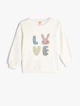 Girls' Baby Sweatshirt with Rabbit Print and Sequins