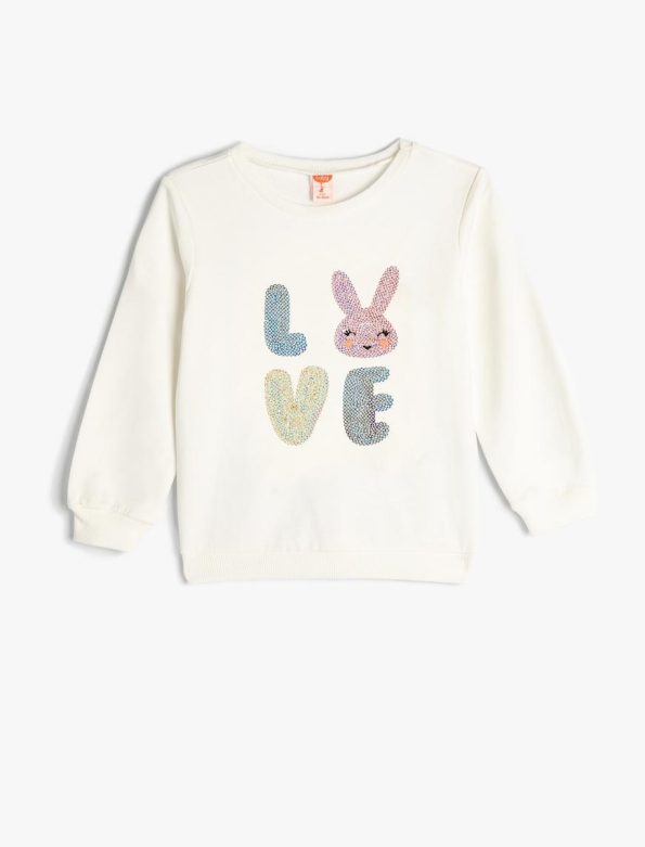 Girls' Baby Sweatshirt with Rabbit Print and Sequins