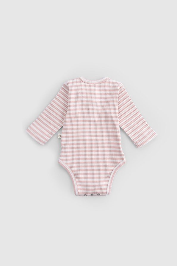 Adjustable Snaps Modal Baby Bodysuit Long Sleeve Pink