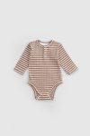 Adjustable Snap-Button Modal Baby Bodysuit Long Sleeve Brown