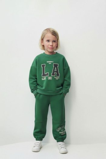 Boys' Cotton Green LA Print Sweatshirt Tracksuit - Casual Everyday Style