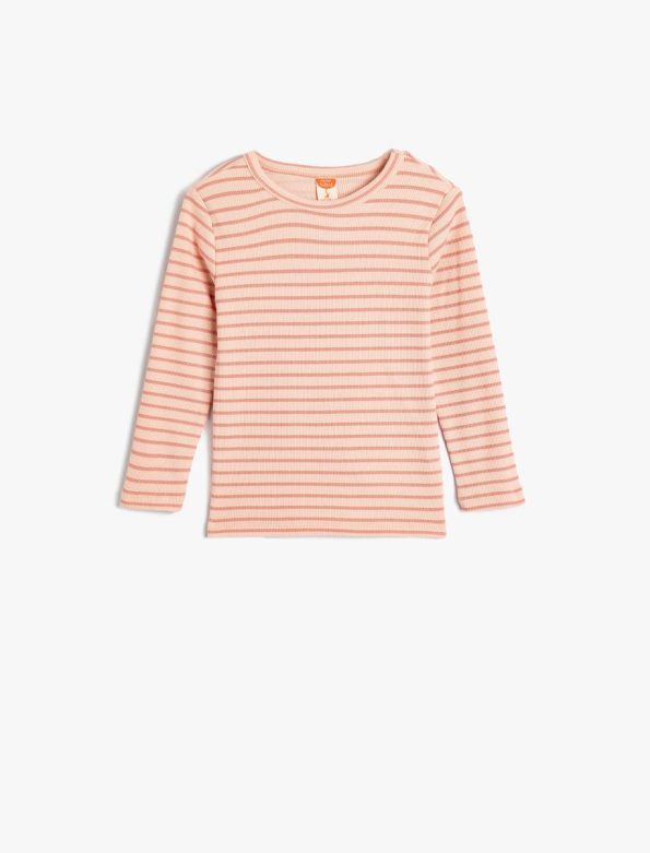 Girls' Long Sleeve Ribbed Cotton T-Shirt
