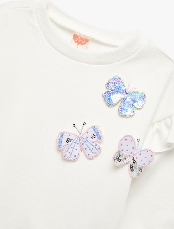 Girls' Long Sleeve Butterfly Detail Frill Sweatshirt