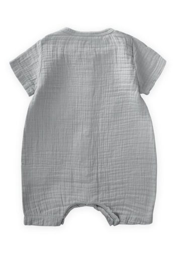 Zebra Embroidered Muslin Short Jumpsuit 0-3 Years Aqua Green