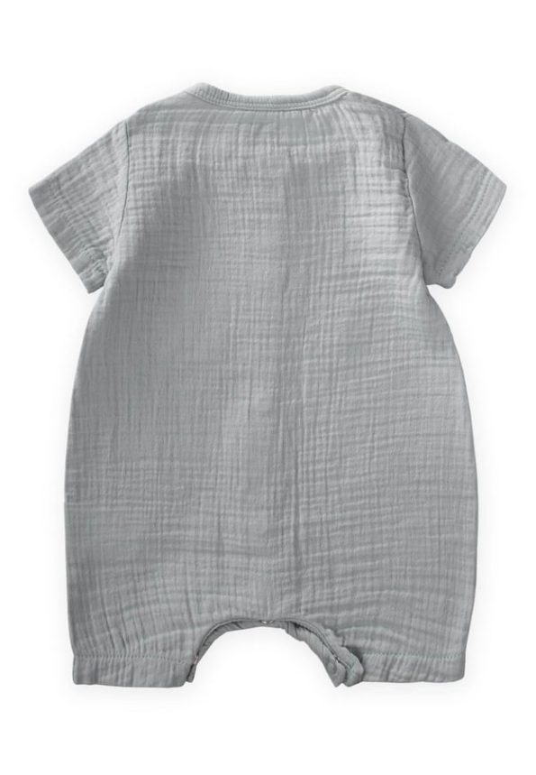 Zebra Embroidered Muslin Short Jumpsuit 0-3 Years Aqua Green