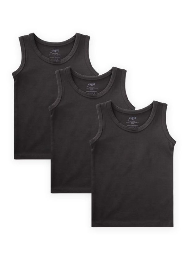 Triple Wide Strap Tank Top Set 2-9 Years Black