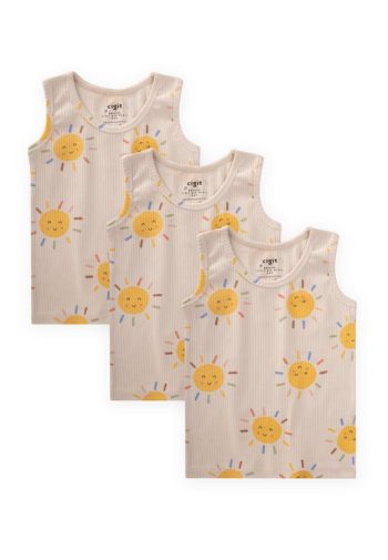 Triple Wide Strap Tank Top Set 2-9 Years Sun Pattern