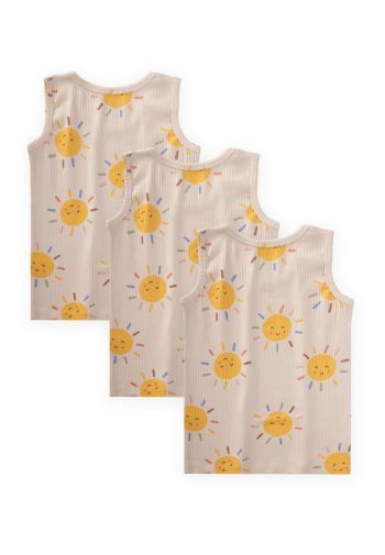 Triple Wide Strap Tank Top Set 2-9 Years Sun Pattern