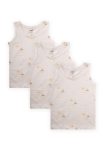 Set of Three Wide-Strap Tank Tops for Ages 2-9 - Sailboat Print in Ecru