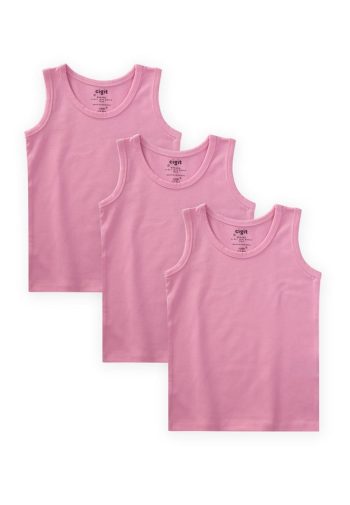 Triple Wide Strap Girl's Tank Top 2-9 Years Candy Pink