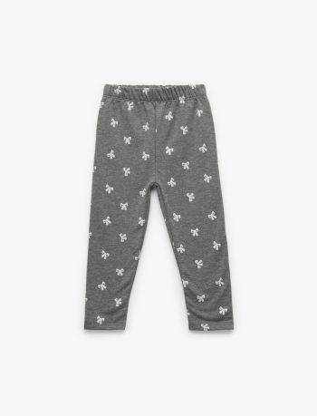 Girls' Baby Bow Patterned Leggings with Elastic Waistband