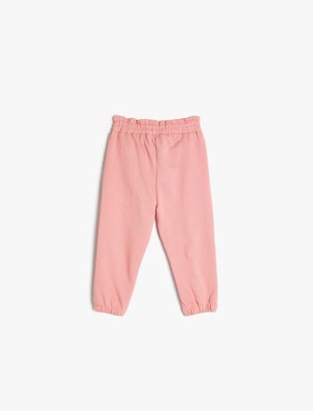 Girls' Baby Jogger Pants with Ruffled Waistband and Pockets
