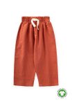 Organic Ruffled Wide-Leg Muslin Pants for Ages 1-8 Rust Fine Stripe