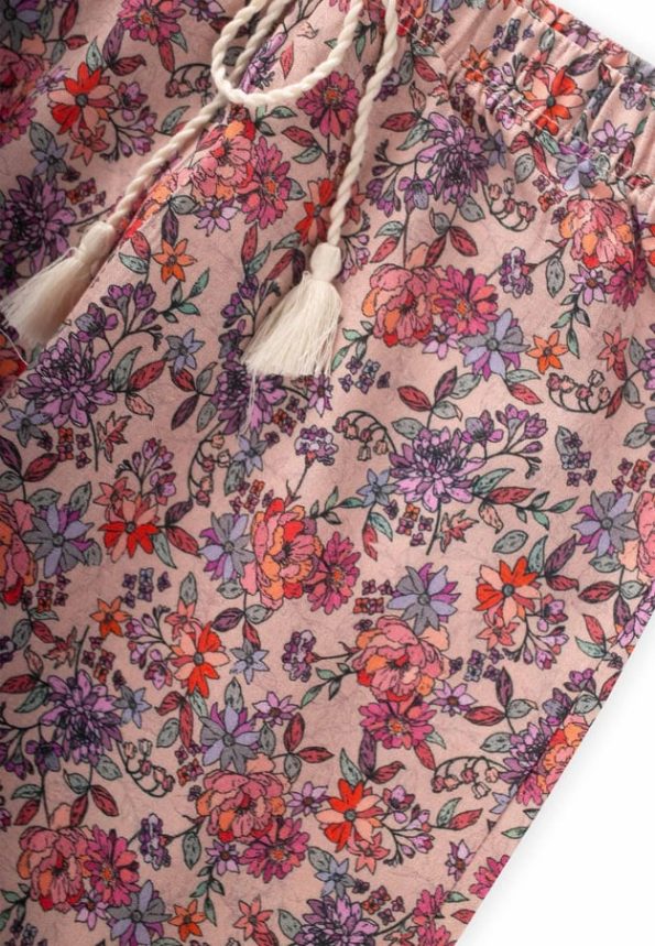 Patterned Ankle-Length Pants for Ages 3-9 in Dusty Pink