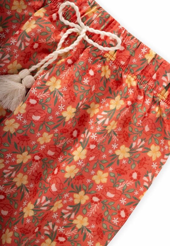 Printed Ankle-Length Harem Pants for Ages 3-9 in Peach