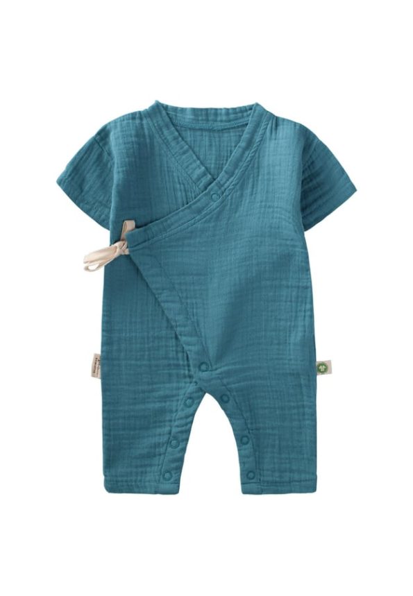 Organic Cross-Over Muslin Jumpsuit 0-9 Months Turquoise