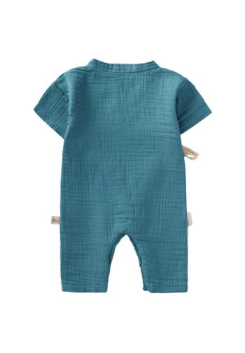 Organic Cross-Over Muslin Jumpsuit 0-9 Months Turquoise