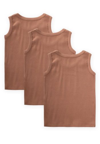 Triple Ribbed Wide Strap Tank Top 2-9 Years Brown