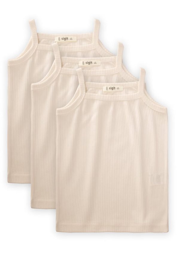 Triple Strap Tank Top for Ages 2-9 in Beige