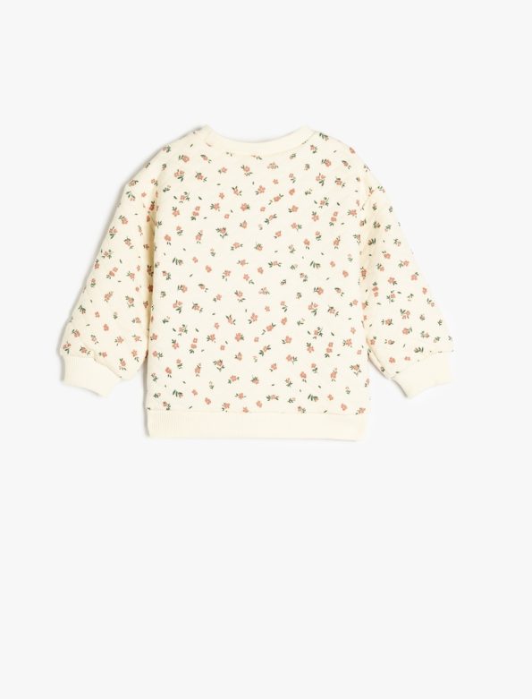 Girls' Floral Printed Cotton Long Sleeve Sweatshirt
