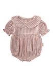 Striped Collar Muslin Bodysuit for Ages 0-2 - Fuchsia Stripes