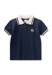 Polo Collar T-Shirt for Ages 2-10 Navy Blue