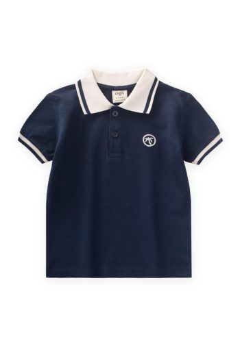Polo Collar T-Shirt for Ages 2-10 Navy Blue