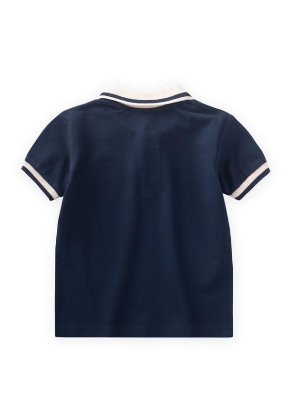 Polo Collar T-Shirt for Ages 2-10 Navy Blue