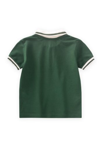 Polo Neck T-Shirt for Ages 2-10 in Olive Green