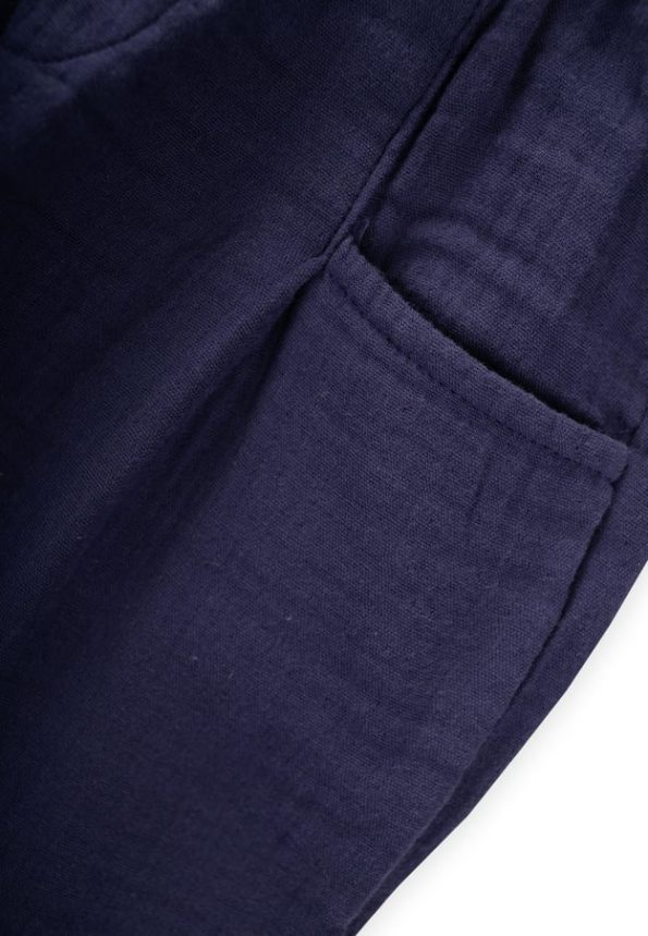 Organic Muslin Pants for Ages 2-10 in Navy Blue