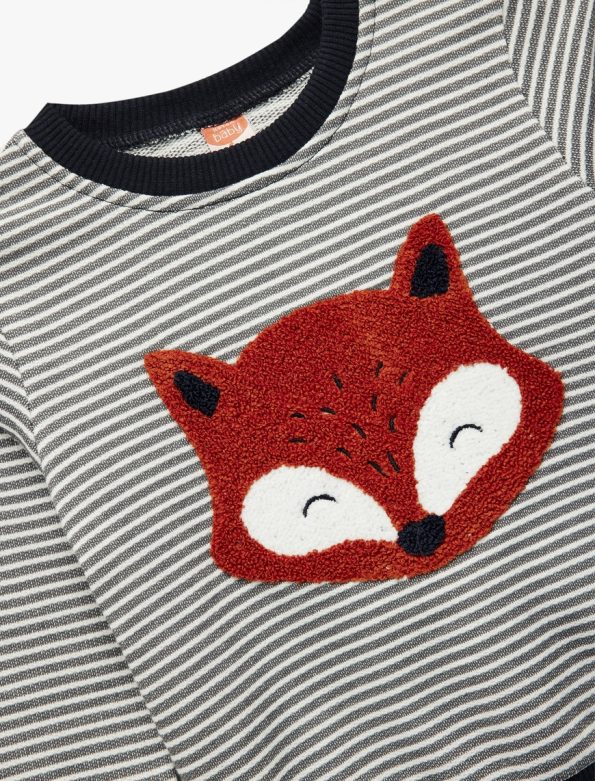Baby Boy Long Sleeve Animal Embroidered Sweatshirt