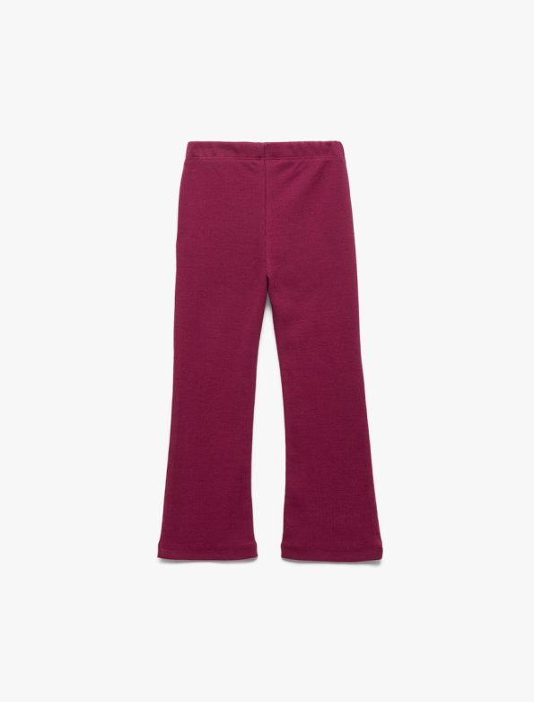 Girls' Cotton Ribbed Basic Flared Leggings