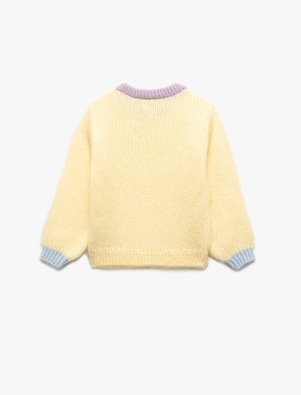 Girls' Long Sleeve Color Block Knit Sweater