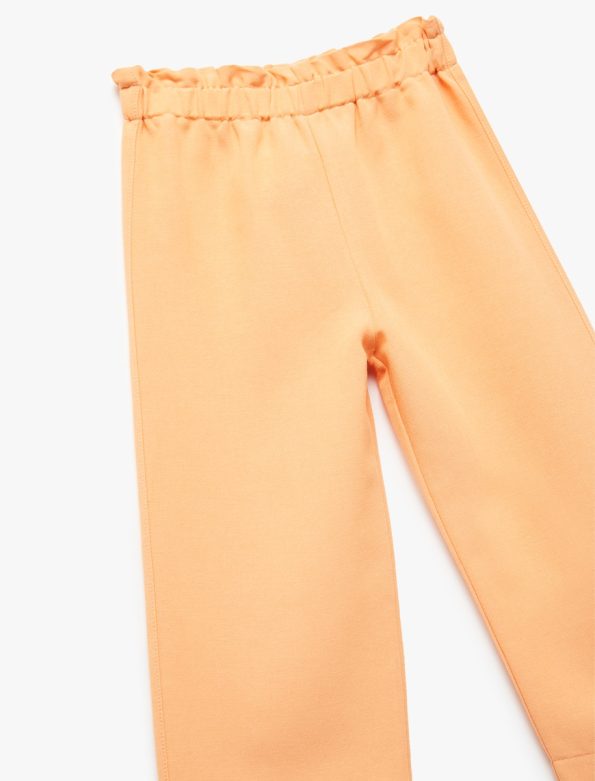 Girls' High-Waisted Elastic Waist Linen Blend Pants