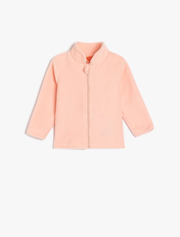 Girls' Baby Zip-Up Collar Long Sleeve Fleece Sweatshirt